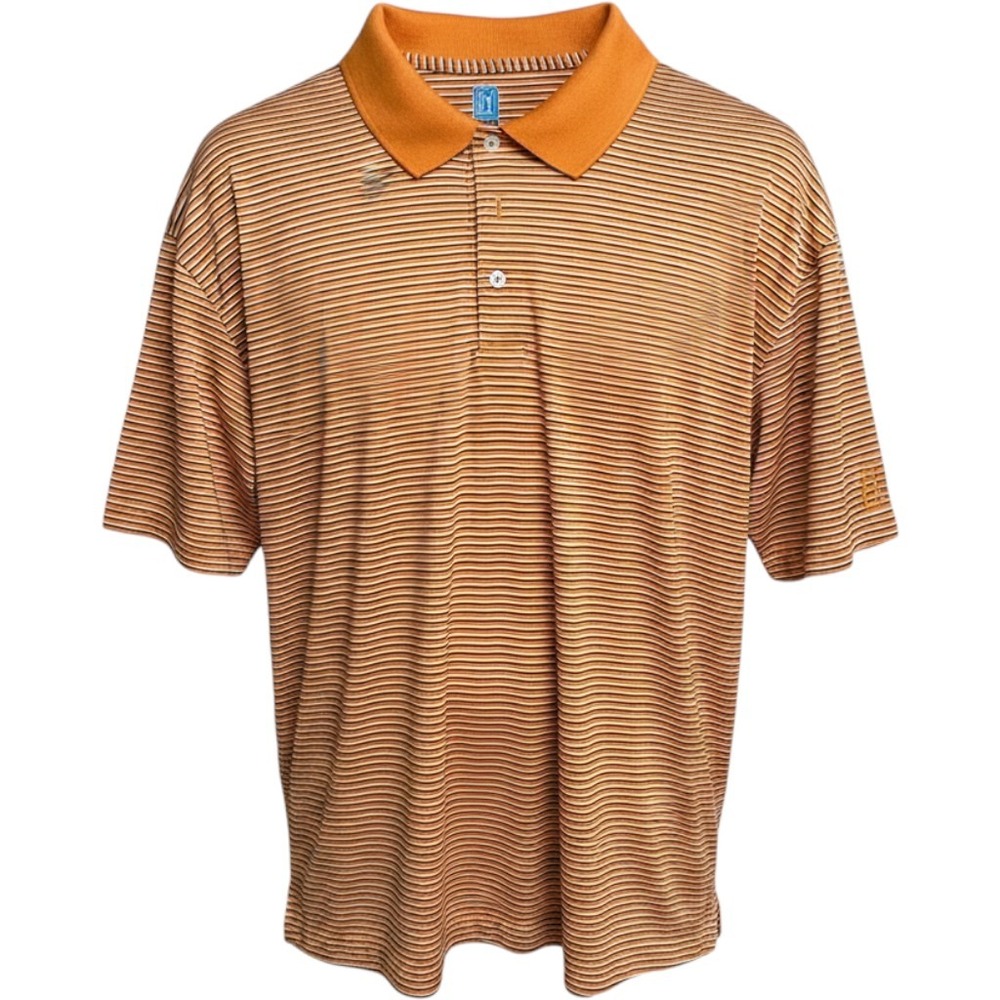 PGA TOUR Mens Golf Orange Striped Polo Shirt 2XL XXL